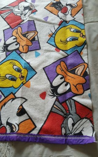 NWT VTG Bugs Bunny Tweety Daffy Looney Tunes FAMILIAR FACE Crib Blanket Throw 3