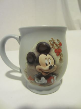 Disney Store Ceramic Mickey Mouse 3d Embossed Blue Gray Mug Vintage