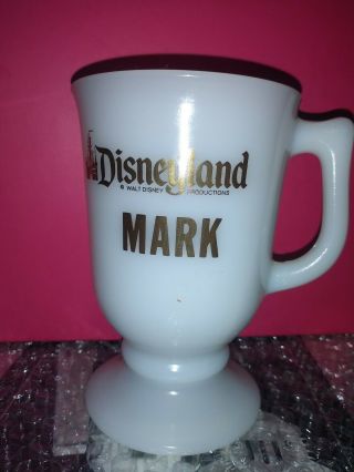 Vintage Walt Disney Disneyland Milk Mugs.  Mark With Rare Gold Lettering