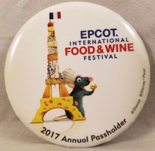 Epcot International Food And Wine Festival 2017 Annual Passholder Disney Button