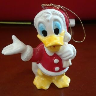 Disney Donald Duck Santa Ceramic 3 1/2 Inches Tall Christmas Ornament