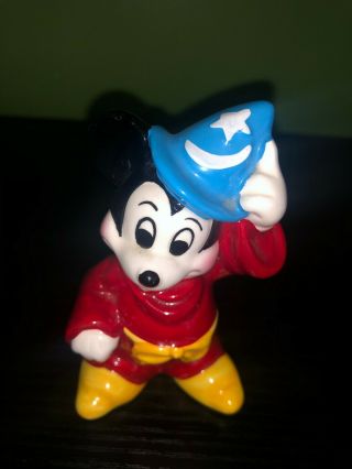 Vintage Disney Fantasia Mickey Mouse Wizard 3.  5 " Ceramic Figurine Made In Japan