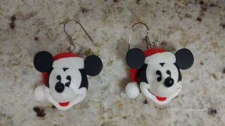 Hallmark Disney Christmas Santa Mickey Mouse Holiday Dangle Earrings