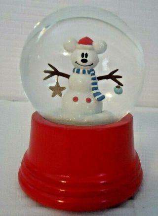 Disney Mickey Mouse Snow Globe Snowman Christmas Holiday
