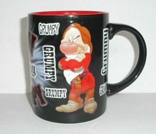 Jerry Leigh Disney Born Grumpy Dwarf Snow White Black Red Mug Cup Euc