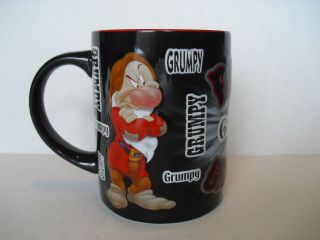 Jerry Leigh Disney Born Grumpy Dwarf Snow White Black Red Mug Cup EUC 2