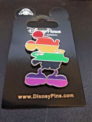 Disney Pin Mickey Mouse Silhouette Pride On Card Pride Colors