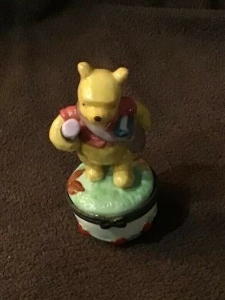 Winnie The Pooh Pencil Art Porcelain Hinged Trinket Box Disney Cannon Falls