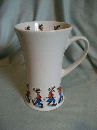 Disney Store Goofy Coffee Mug Tall White Ceramic 16 Ounces 6” Tall Euc