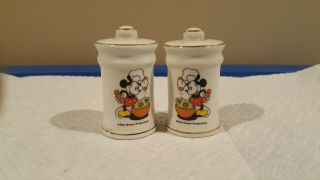 Vintage Chef Mickey Mouse Salt And Pepper Shakers Set Ceramic