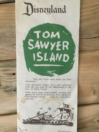 1957 Disneyland Tom Sawyer Island Map Folder Brochure Disney