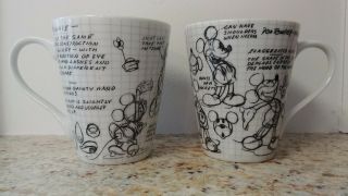 2008 Sketch Book Disney Mickey And Minnie Mouse Mugs Cups