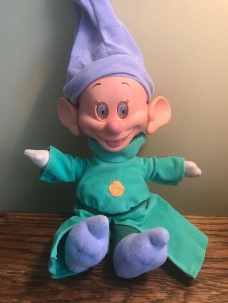 Walt Disney Snow White Dopey Dwarf Doll 1993 Mattel Wiggle Ear Plush Toy Euc