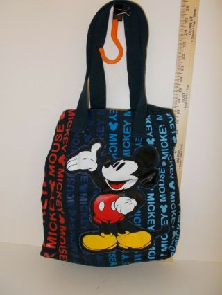 Vintage Disney Store Mickey Mouse Navy Blue Canvas Tote Bag