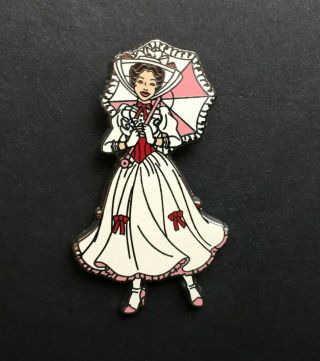 Disney Pin - Mary Poppins Pin In White Dress With Umbrella