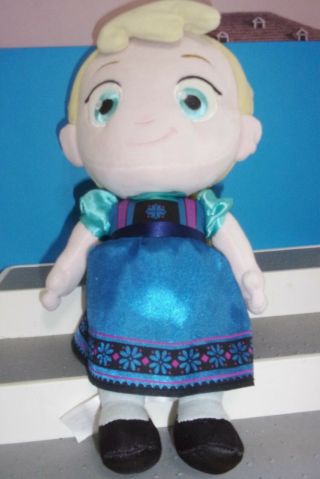 Disney Store Authentic Frozen Princess Elsa Toddler Baby Queen Plush Doll 12 "