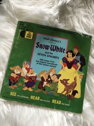 1966 Walt Disney Snow White And The Seven Dwarfs 45 7 " Book Record 310