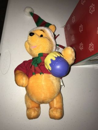 Disney Winnie the Pooh Plush Christmas Ornament Animated Santa ' s Best 11 