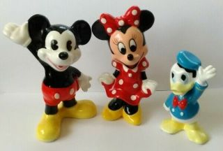 Set Of 3 Vintage Walt Disney Pie - Eye Mickey Mouse Waving,  Minnie,  Donald Duck