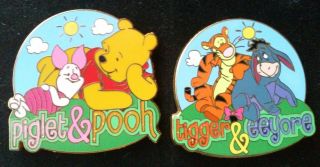 Piglet & Winnie The Pooh And Tigger & Eeyore Summer Day Disney 4 Pin Starter Set