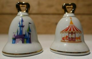 Disneyland Bell Salt & Pepper Shakers Castle & Carousel Walt Disney Productions