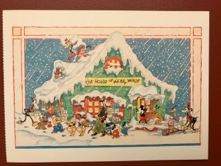 Postcard Disney Christmas Card 1935 Features The House Of Mickey Mouse