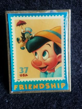 Disney Pin Pinocchio And Jiminy Cricket The Art Of Disney Usps Stamp J41