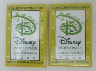 2 Two Disney Animal Kingdom Conservation Hero Button Pin Yellow Worldwide Wdw