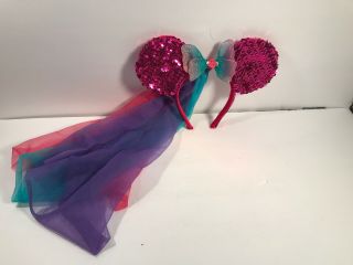 Disney Parks Mickey Mouse Sequin Ears Headband And Tail Pink Minnie Mouse