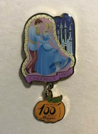 Disney Pin 100 Years Of Magic Cinderella & Prince Dangle Retired