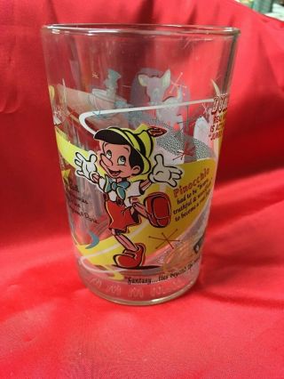 Walt Disney World 100 Years Mcdonalds Glass Cup Mug Pinocchio Dumbo Tinker Bell