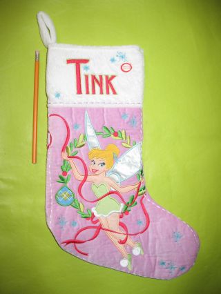 16 " Disney Musical Stitched Tinkerbell Peter Pan Pink Christmas Stocking Plush