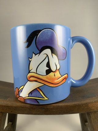 Walt Disney World Donald Duck Mad Face Large Blue Coffee Tea Cup Mug Thailand