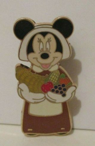 Disney Minnie Mouse Thanksgiving Pilgrim Lady With Cornucopia Pin 2005