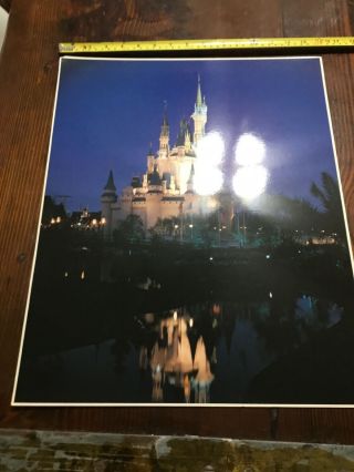 Walt Disney World Vintage Photo Poster 1982 Cinderella Castle At Dusk 16x20