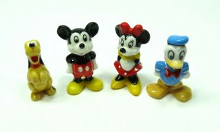 Vintage Disney Mickey Minnie Mouse Pluto Donald Duck Bone China Set Of 4 Taiwan