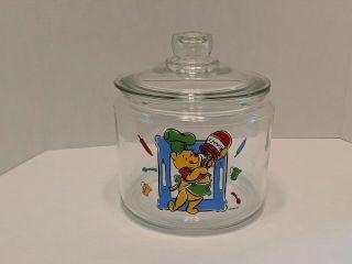 Disney Winnie The Pooh Clear Glass Cookie Jar / Canister (c10) Quality
