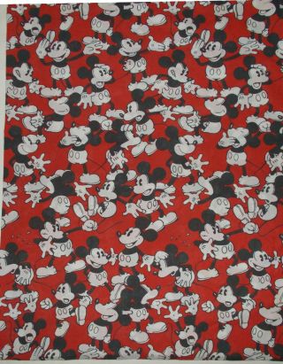 Disney Mickey Mouse Twin Flat Sheet Red & Black Great For Decorating Or Crafts