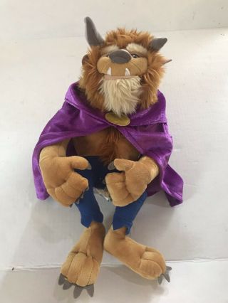Disney Store Beast Beauty And The Beast Stuffed Plush Doll 16 " Purple Cape