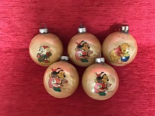 Vintage Disney Ball Christmas Ornaments Mickey Donald Winnie The Pooh