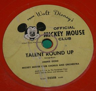 Walt Disney Mickey Mouse Club Talent Round Up The Merry Mouseketeers 7 " Lp 1955