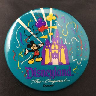 Vtg Disneyland The Button Mickey Mouse Teal Retail Sticker