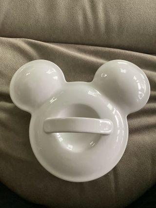 Disney Parks Gourmet Mickey Mouse Icon White Ceramic Baking Casserole Dish Lid 2