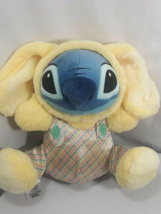 Disney Store Authentic Stitch Easter Bunny Stuffed Plush Toy Yellow Soft