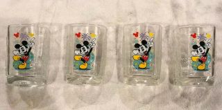 Set Of 4 Mcdonald 2000 Walt Disney World Celebration Glasses Cups Mickey Mouse