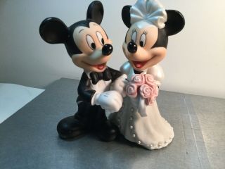 Disney Mickey And Minnie Mouse Bride Groom Wedding Cake Topper Ceramic Figurine