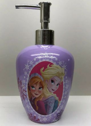 Disney Bathroom Hand Soap Dispenser Purple Elsa And Anna Frozen Lotion Pre - Owned