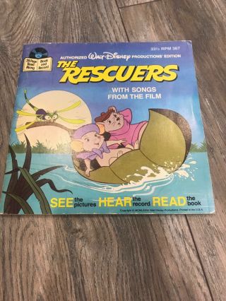 Walt Disney The Rescuers See Hear Read Book Vinyl Record 33 Rpm