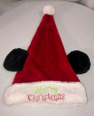 Disney Mickey Santa Hat With Ears Merry Christmas Kids Adults Head Wear Red