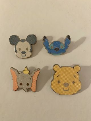 Disney Cross Stitch Pin Set Of 4 Winnie The Pooh Mickey Mouse Dumbo Stitch